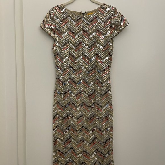 Alice + Olivia Zigzag Sequin Dress Size 2 - Picture 2 of 4